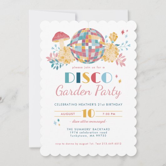 Disco Garden Party 70's thema verjaardag Kaart (Voorkant)