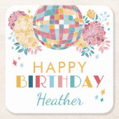 Disco Garden Party 70's thema verjaardag Kartonnen Onderzetters (Voorkant)