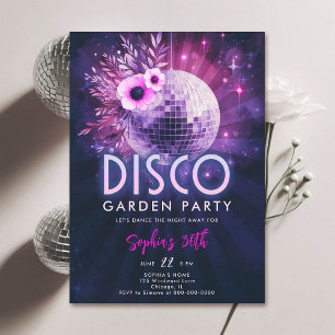 Disco Garden Party Hot Pink Paarse 30e Verjaardag Kaart