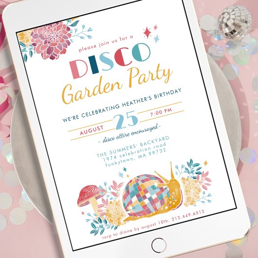 Disco Garden Party Verjaardag Kaart