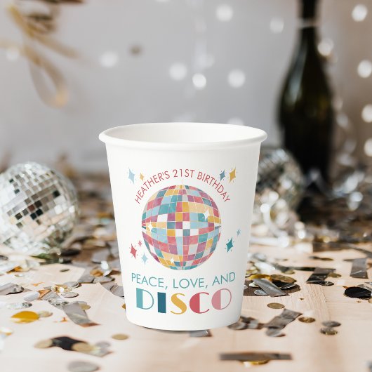 Disco Garden Party Vrede, Liefde en Disco Papieren Bekers