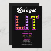 Disco Garland Let's Get Lit Retro Christmas Party Kaart (Voorkant / Achterkant)
