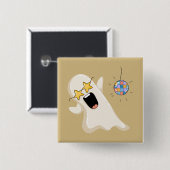 Disco Geest met Ster Bril Vierkante Button 5,1 Cm (Voorkant /achterkant)
