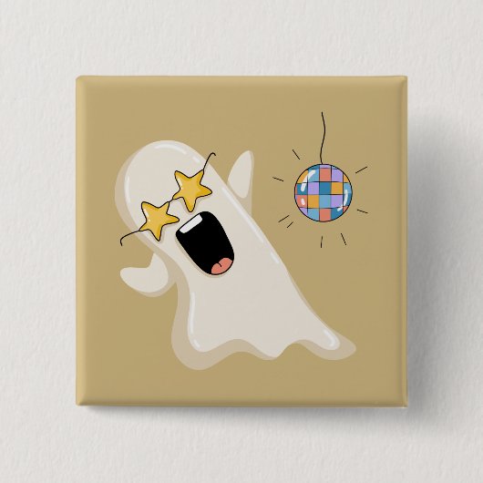 Disco Geest met Ster Bril Vierkante Button 5,1 Cm (Voorkant)