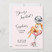 Disco Girl Cocktail Party Uitnodigen Kaart (Voorkant)