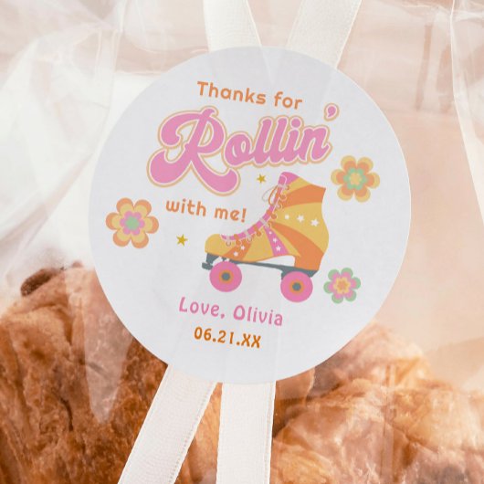 Disco Girl Rolschaatsen Verjaardagsfeest Ronde Sticker