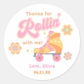 Disco Girl Rolschaatsen Verjaardagsfeest Ronde Sticker (Voorkant)