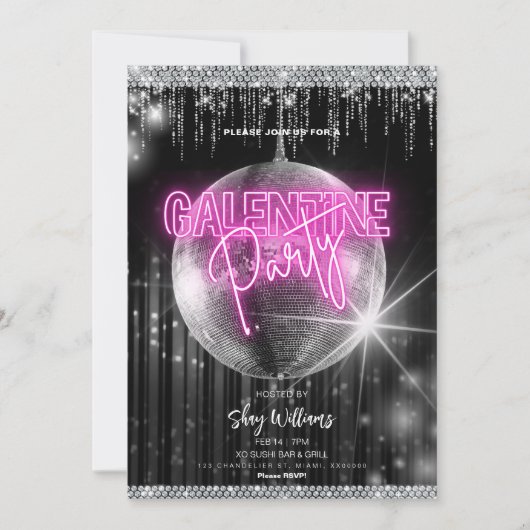 Disco Glam Galentine Party Uitnodiging (Voorkant)