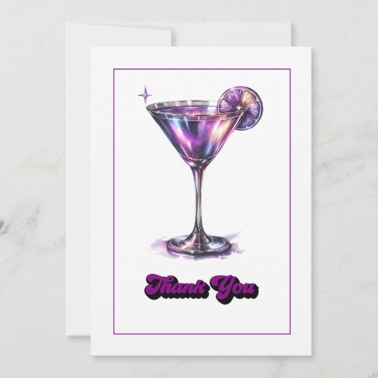 Disco Glam Retro Martini Galaxy Glass Design Bedankkaart (Voorkant)