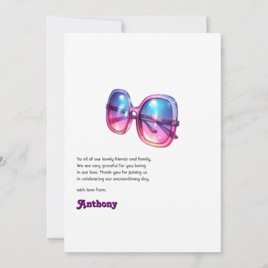 Disco Glam Retro Martini Galaxy Glass Design Bedankkaart (Achterkant)