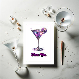 Disco Glam Retro Martini Galaxy Glass Design Bedankkaart