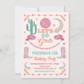 Disco Glitter Cowgirl Birthday Party Kaart (Voorkant)