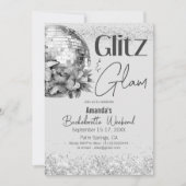 Disco Glitz en Glam Silver Bachelorette Party Kaart (Voorkant)