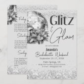 Disco Glitz en Glam Silver Bachelorette Party Kaart (Voorkant / Achterkant)