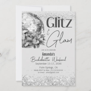 Disco Glitz en Glam Silver Bachelorette Party Kaart