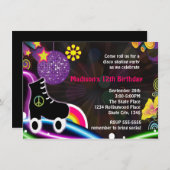 Disco Glow Roller Skating Schaats Party Invitation Kaart (Voorkant / Achterkant)