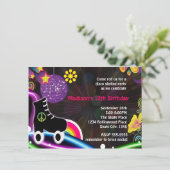 Disco Glow Roller Skating Schaats Party Invitation Kaart (Staand voorkant)