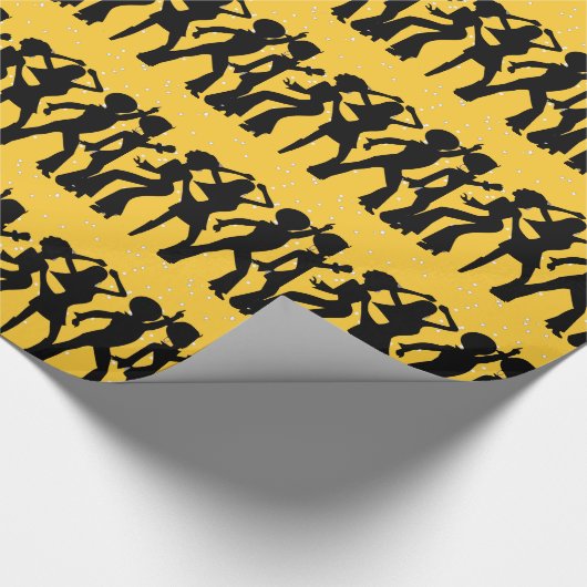 Disco goud en zwart cadeaupapier (Hoek)