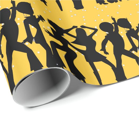 Disco goud en zwart cadeaupapier (Rol Hoek)