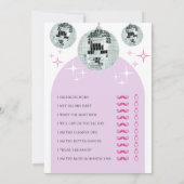 Disco Groove Raad Wie Bruidsmeisjesfeest Spelkaart Kaart (Achterkant)