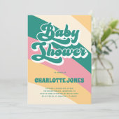 Disco Groovy Retro Baby shower Kaart (Staand voorkant)