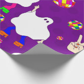 Disco Halloween African Ghost paarse Cadeaupapier (Hoek)