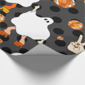 Disco Halloween African Ghost sinaasappel Cadeaupapier (Hoek)