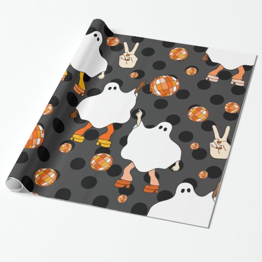 Disco Halloween African Ghost sinaasappel Cadeaupapier (Uitgerold)