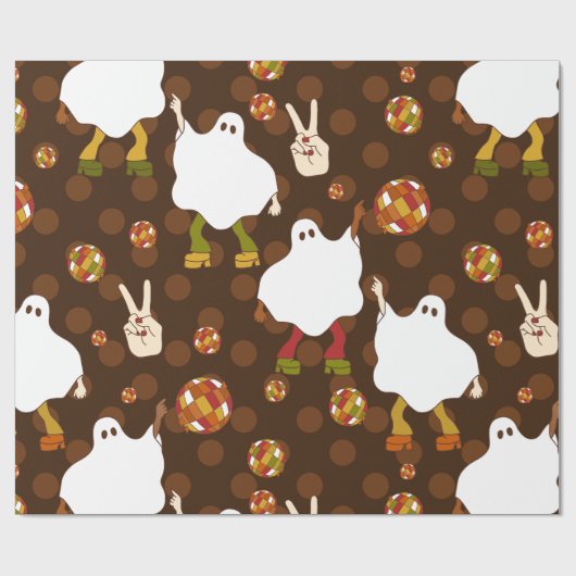 Disco Halloween Afrikaanse Ghost Brown Cadeaupapier (Vlak)