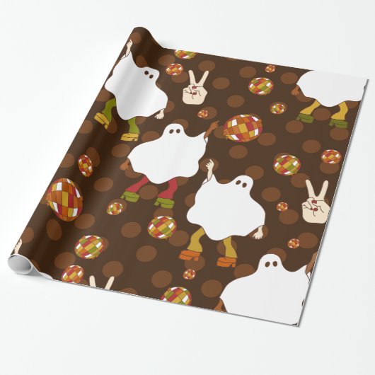 Disco Halloween Afrikaanse Ghost Brown Cadeaupapier (Uitgerold)