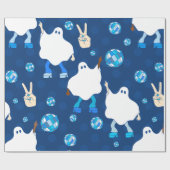 Disco Halloween Afrikaanse spook blauw Cadeaupapier (Vlak)