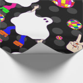 Disco Halloween Afrikaanse spook zwart Cadeaupapier (Hoek)