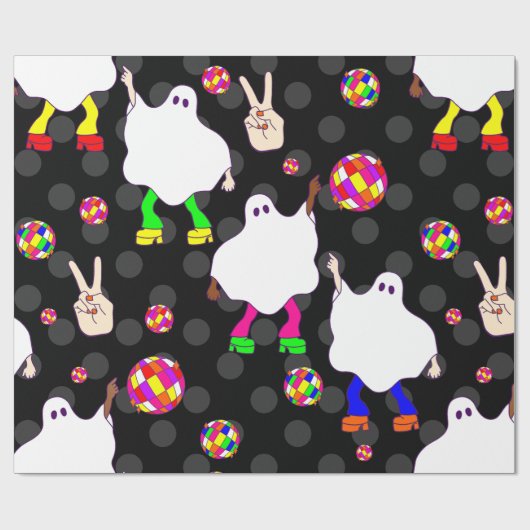 Disco Halloween Afrikaanse spook zwart Cadeaupapier (Vlak)