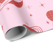 Disco Hart Saturn Ring Retro Ruimte Roze Cadeau Cadeaupapier (Rol Hoek)