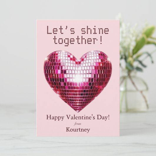 disco hart Valentijnsdag Kaart (Staand voorkant)