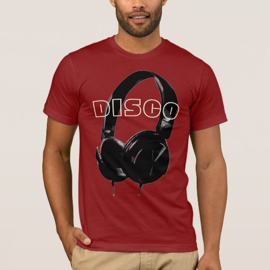 Disco Headphone 70's Music Entertainment Retro Red T-shirt (Voorkant)