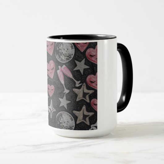 Disco Hearts Mug – Chic Glam Gift for Coffee Lover Mok (Voorkant rechts)