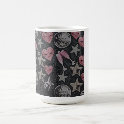 Disco Hearts Mug – Cute Glam Gift for Coffee Lover Koffiemok (Center)