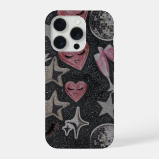 Disco Hearts Phone Case – Chic Glam Style iPhone 15 Pro Case