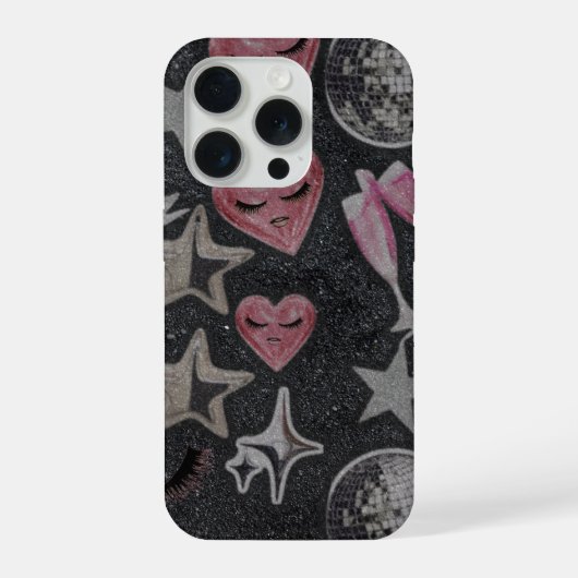 Disco Hearts Phone Case – Chic Glam Style iPhone Hoesje (Achterkant)