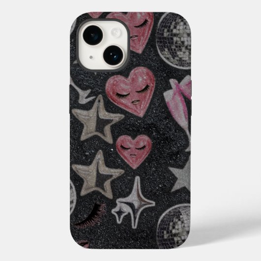 Disco Hearts Protective Phone Case – Chic Glam Sty (Achterkant)