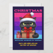 Disco Holiday Funny Cat Retro Christmas Photo Feestdagenkaart (Voorkant)