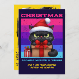 Disco Holiday Funny Cat Retro Christmas Photo Feestdagenkaart