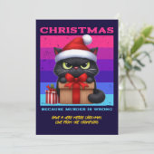Disco Holiday Funny Cat Retro Christmas Photo Feestdagenkaart (Staand voorkant)