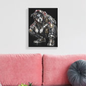 Disco-hond canvas wandkunst – moderne mozaïek pupp afdruk (Insitu (Woonkamer))