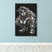 Disco-hond canvas wandkunst – moderne mozaïek pupp afdruk (Insitu (Houten vloer))