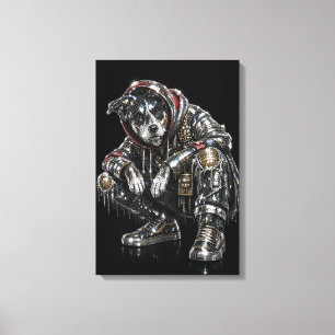 Disco-hond canvas wandkunst – moderne mozaïek pupp afdruk