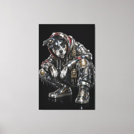 Disco-hond canvas wandkunst – moderne mozaïek pupp afdruk