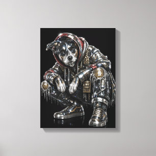 Disco-hond canvas wandkunst – moderne mozaïek pupp afdruk