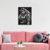 Disco-hond canvas wandkunst – moderne mozaïek pupp afdruk (Insitu (Woonkamer))